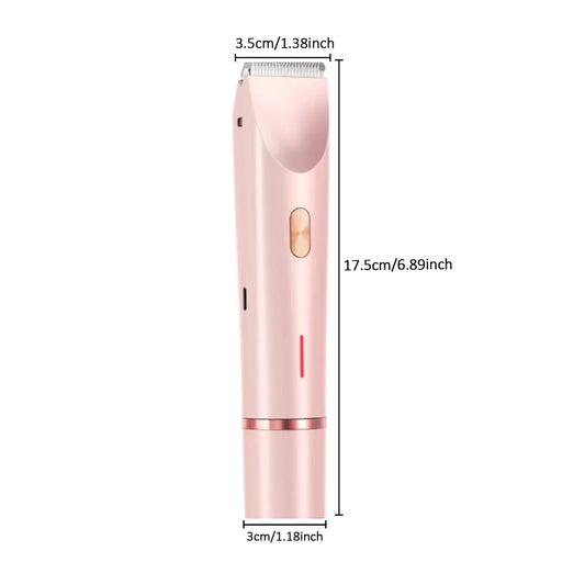 Electric Hair Trimmer for Women, 1 Count Cordless Rechargeable 2-In-1 Body and Facial Double-Head Hair Removal Trimmer for Face, Underarm and Legs, High Quality Trimmer, Dual Head Trimmer, Wireless Trimmer, Rechargeable Cordless Trimmers
