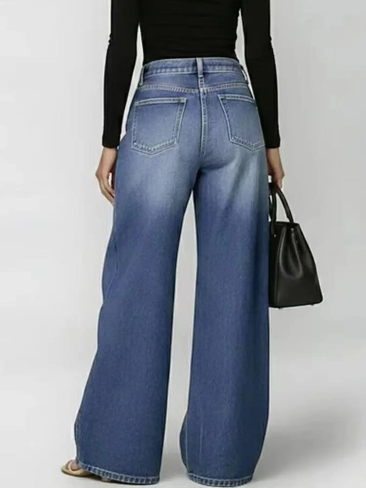 Oversized Baggy Jeans Pants with Metal Eyelet Detail